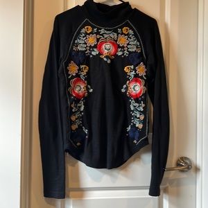 Free people floral embroidered turtleneck